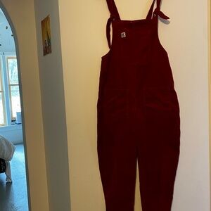 Lucy & Yak Red Corduroy Overalls